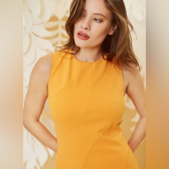 Donna Morgan Hartley Fit Flare Short Dress Orange Crepe Sleeveless Size 2 NWT - Picture 4 of 16